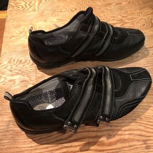 Aetrex Abbey Black Leather Double Straps Shoes